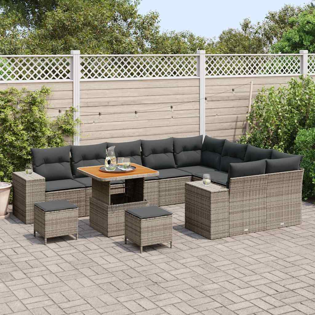 vidaXL Tuin Sofa Set met kussen 12 pcs Grijs 80 x 80 x 71 cm