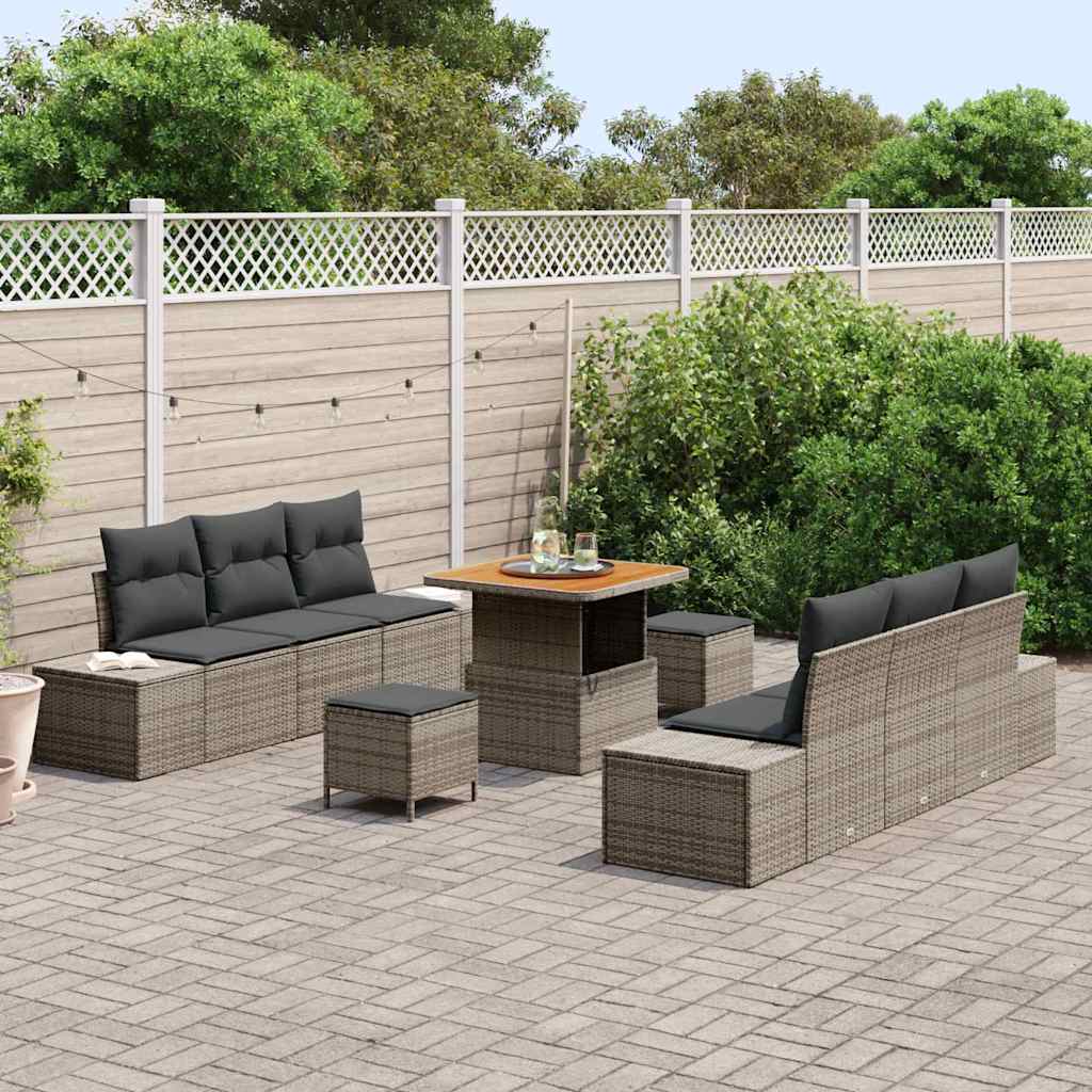 vidaXL Tuin Sofa Set 9 pcs Lichtgrijs, Donkergrijs 80 x 80 x 71 cm
