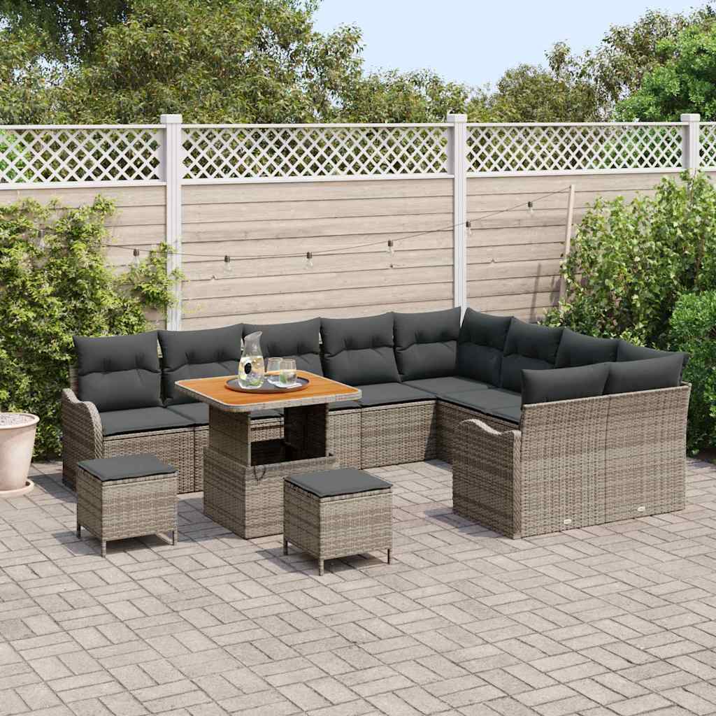 vidaXL Tuin Sofa Set met kussen 12 pcs Grijs 80 x 80 x 71 cm