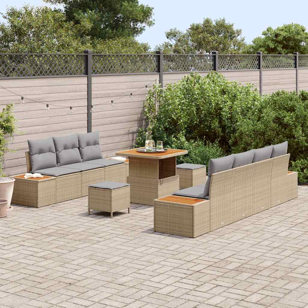 vidaXL Tuin Sofa Set 10 pcs Beige, Lichtgrijs 80 x 80 x 71 cm