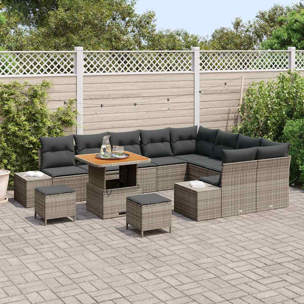 vidaXL Tuin Sofa Set 12 pcs Grijs Donkergrijs 80 x 80 x 71 cm