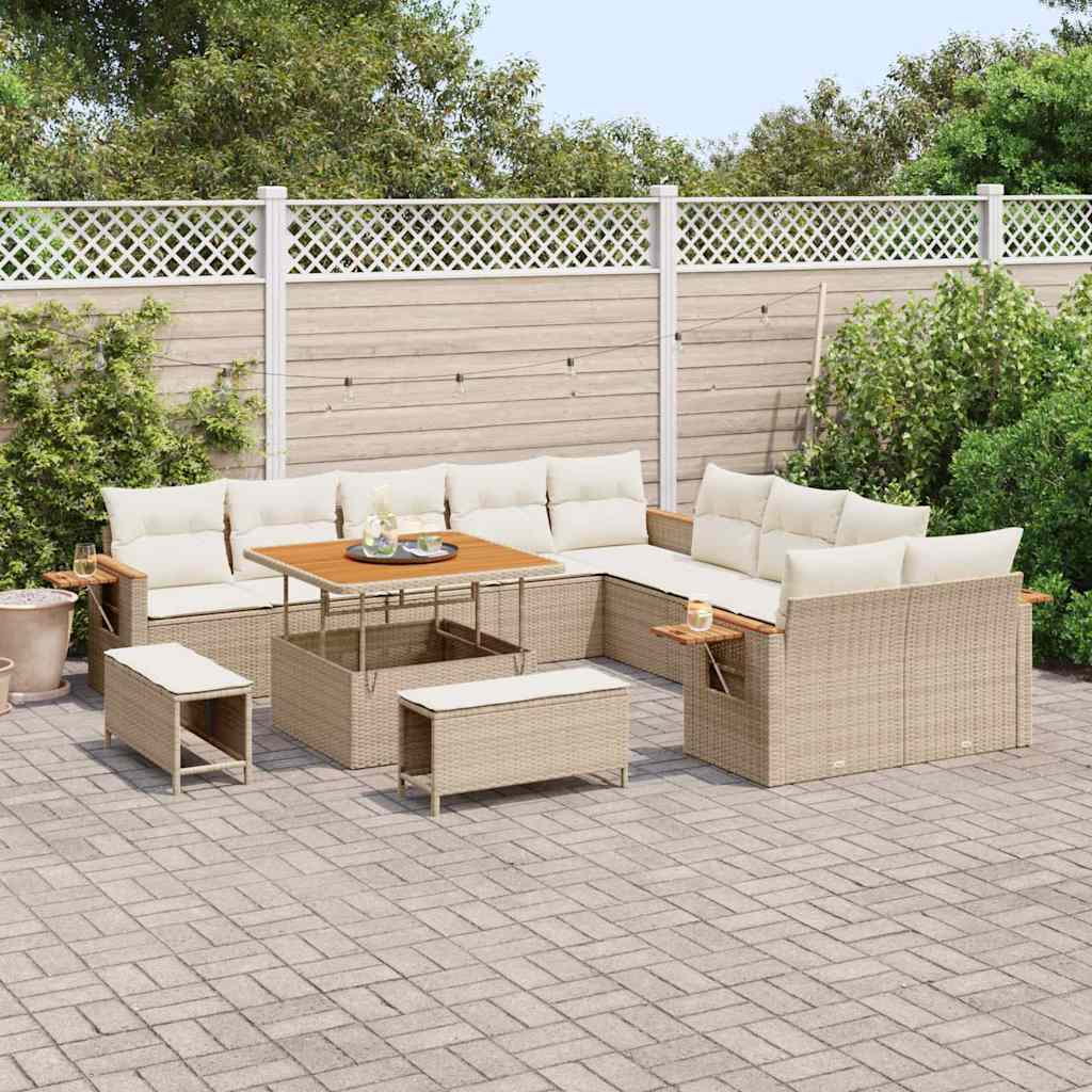 vidaXL Tuin Sofa Set 13 pcs beige en crèmekleurig 100 x 100 x 71 cm
