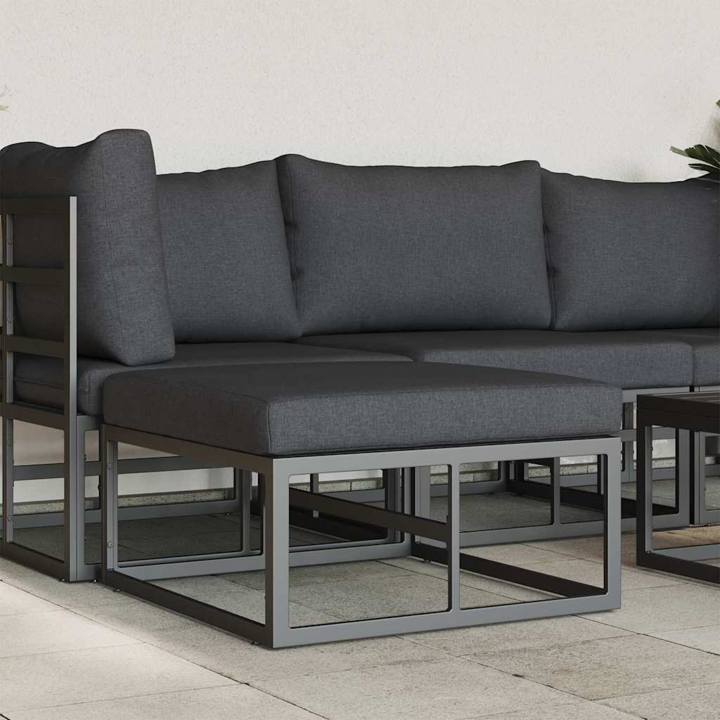 vidaXL Buitenmeubilair met kussen Zwart Aluminium