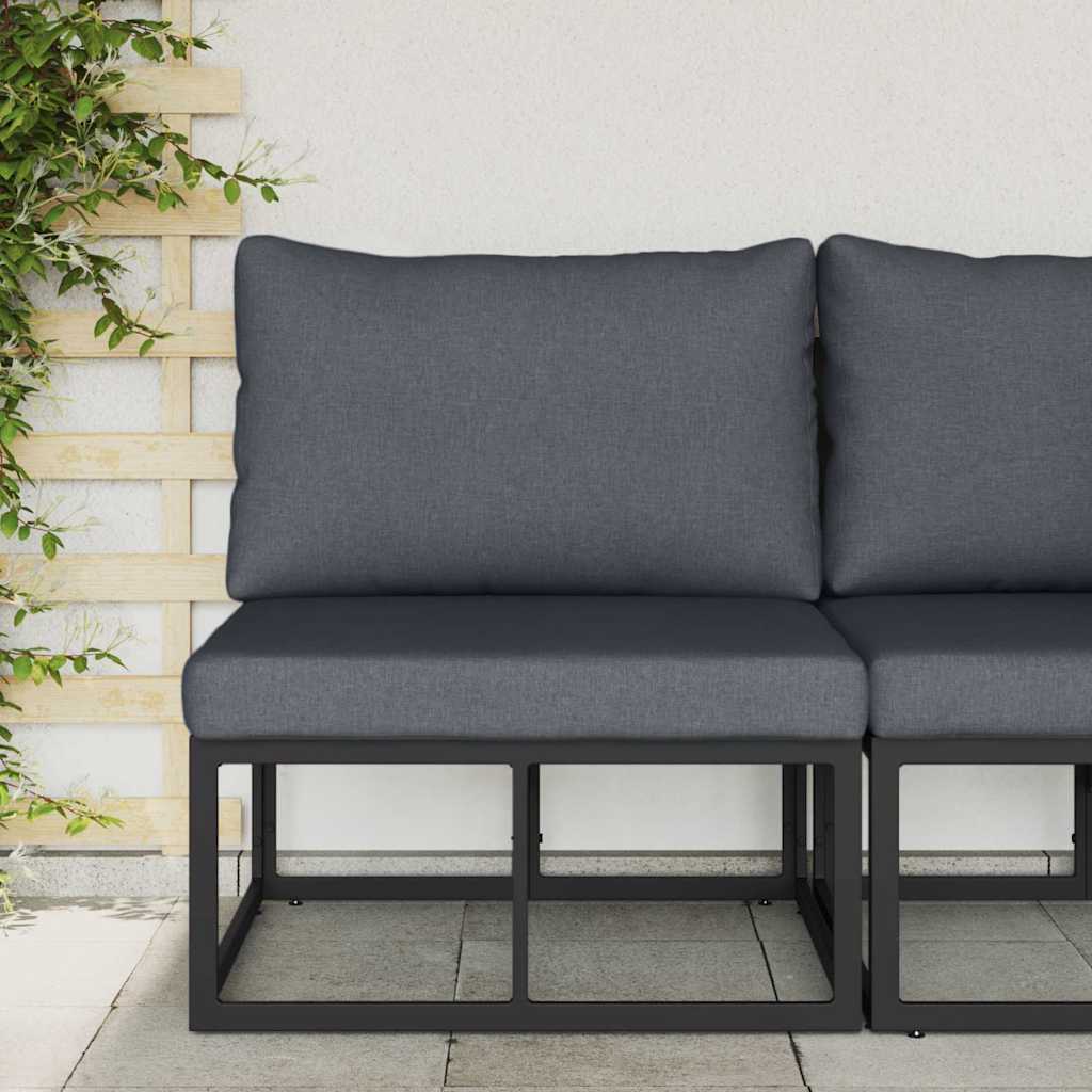 vidaXL Buitenmeubilair met kussen met kussen Zwart Aluminium