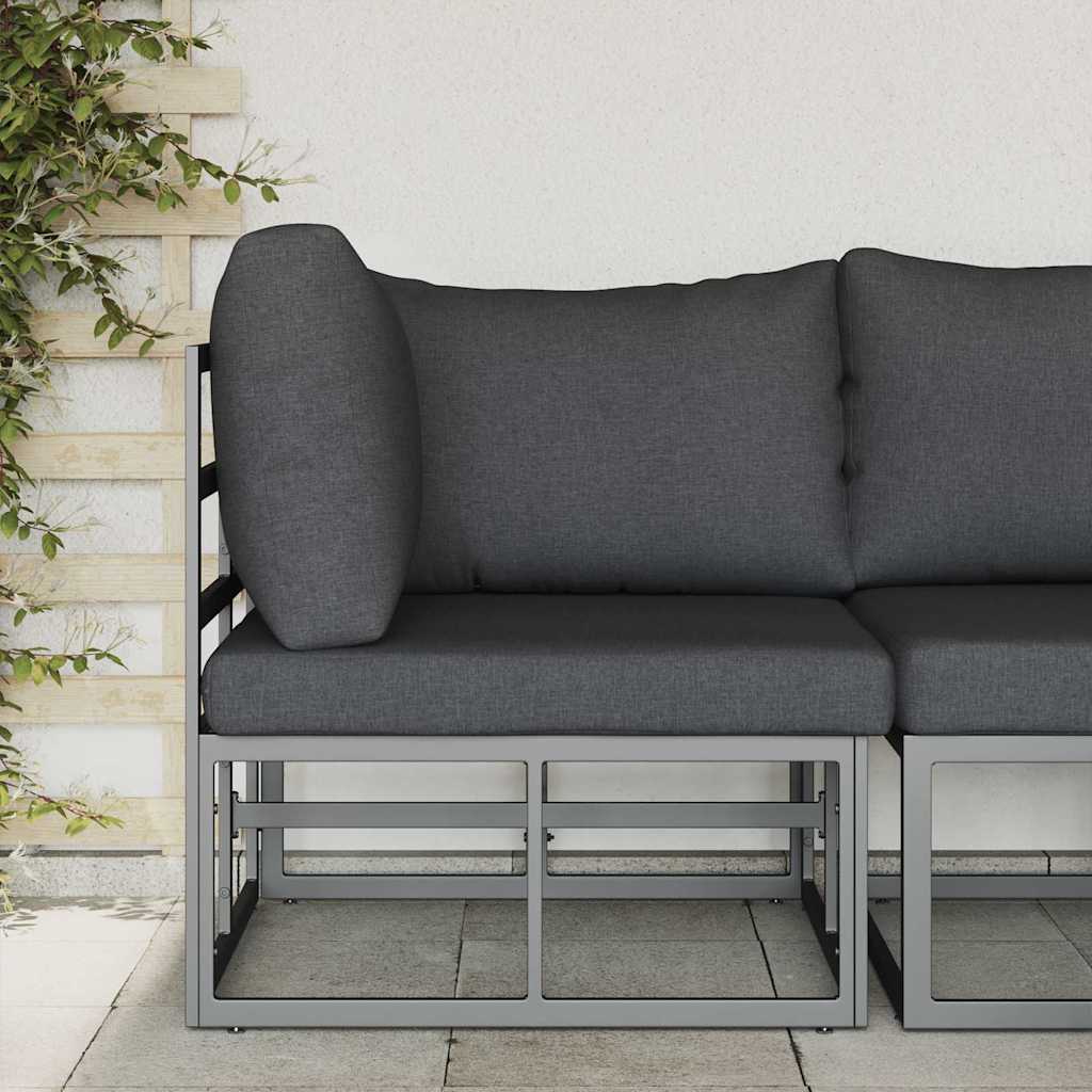 vidaXL Buitenmeubilair met kussen met kussen Zwart Aluminium