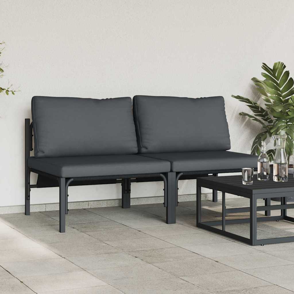 vidaXL Buitenmeubilair met kussen met kussen 2 pcs Antraciet Staal