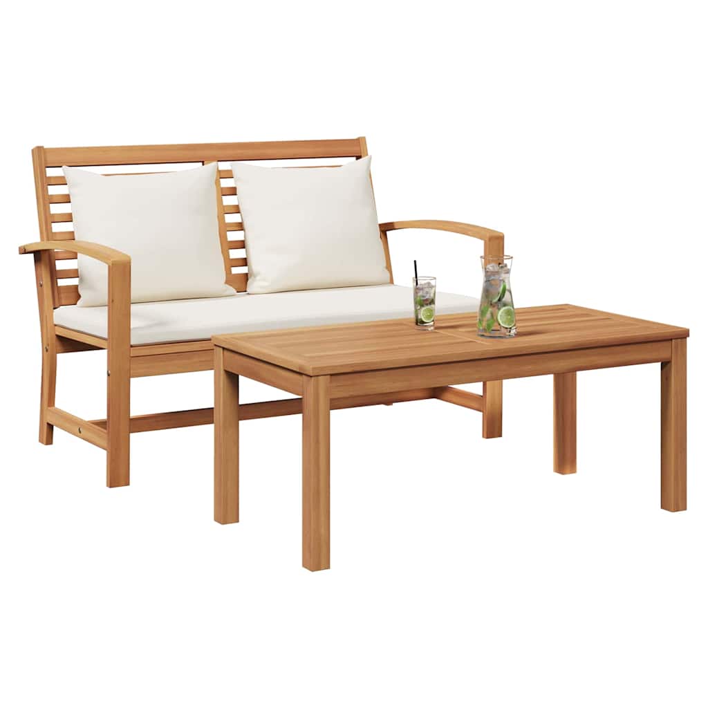 vidaXL Tuin Sofa Set 2 pcs Naturel Massief teakhout