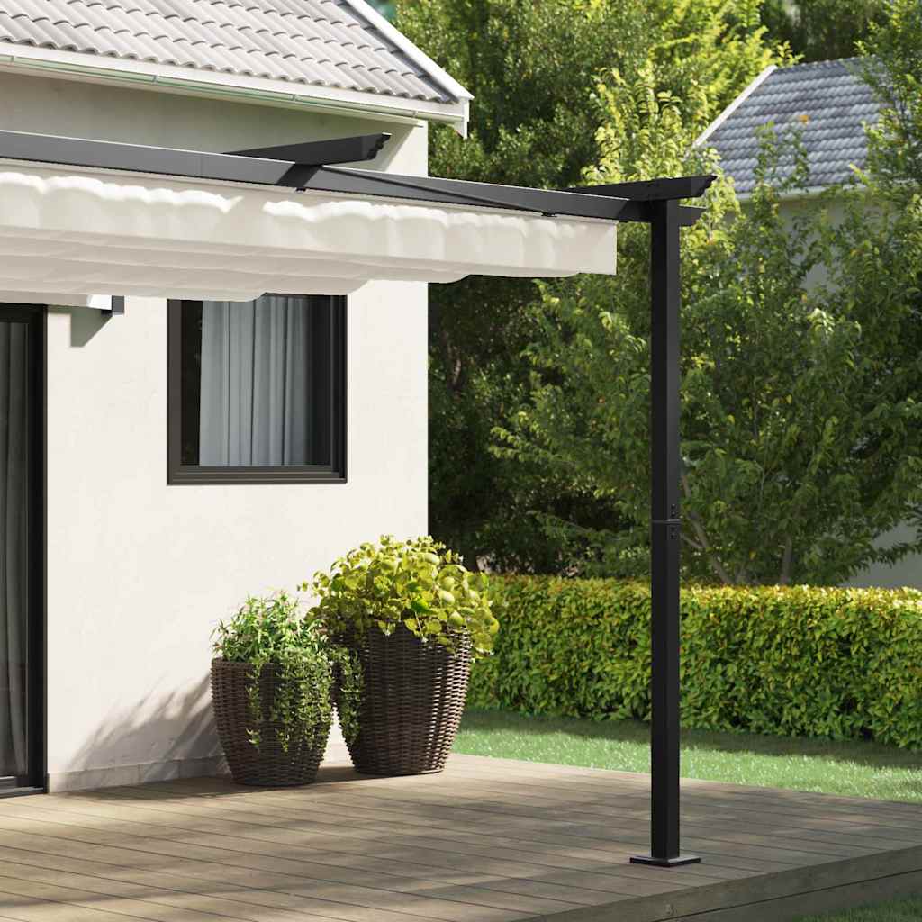 vidaXL Wandgemonteerde Pergola Crème Staal