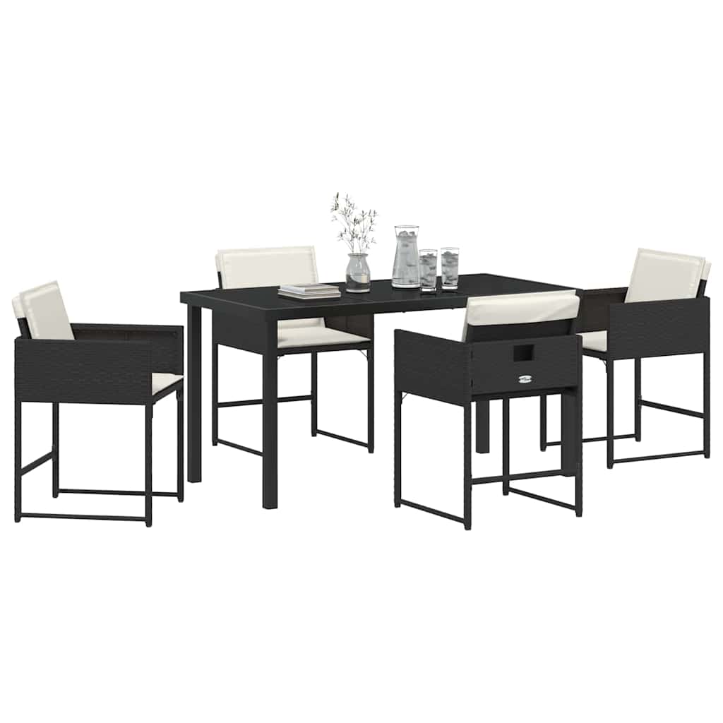 vidaXL Tuin Eetset 5 pcs Zwart poly rattan