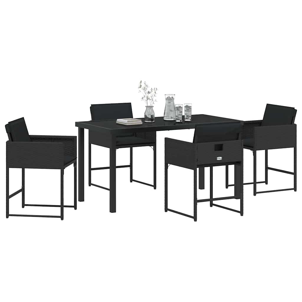 vidaXL Tuin Eetset 5 pcs Zwart poly rattan