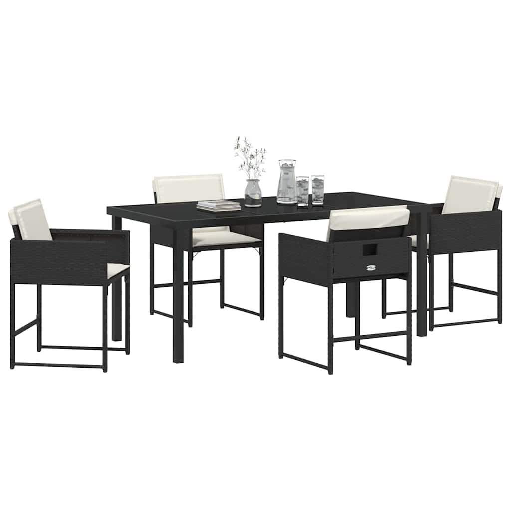 vidaXL Tuin Eetset 5 pcs Zwart poly rattan