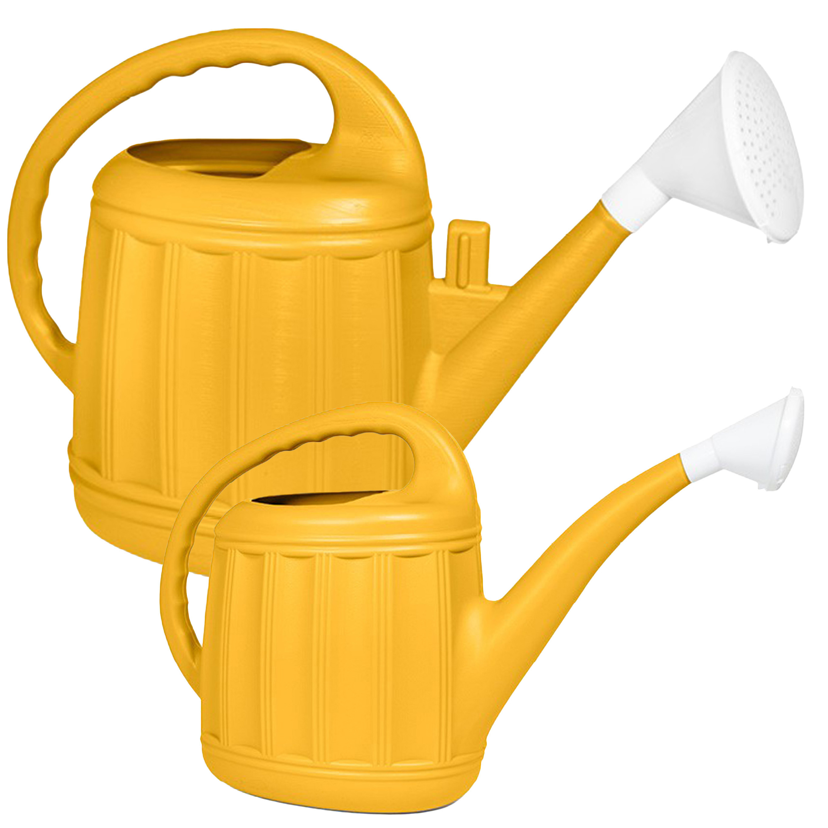 Hega Hogar Tuinplanten Gieters Eureka - 2x - kunststof - okergeel - voor buiten - broeskop - 12 en 7 Liter -