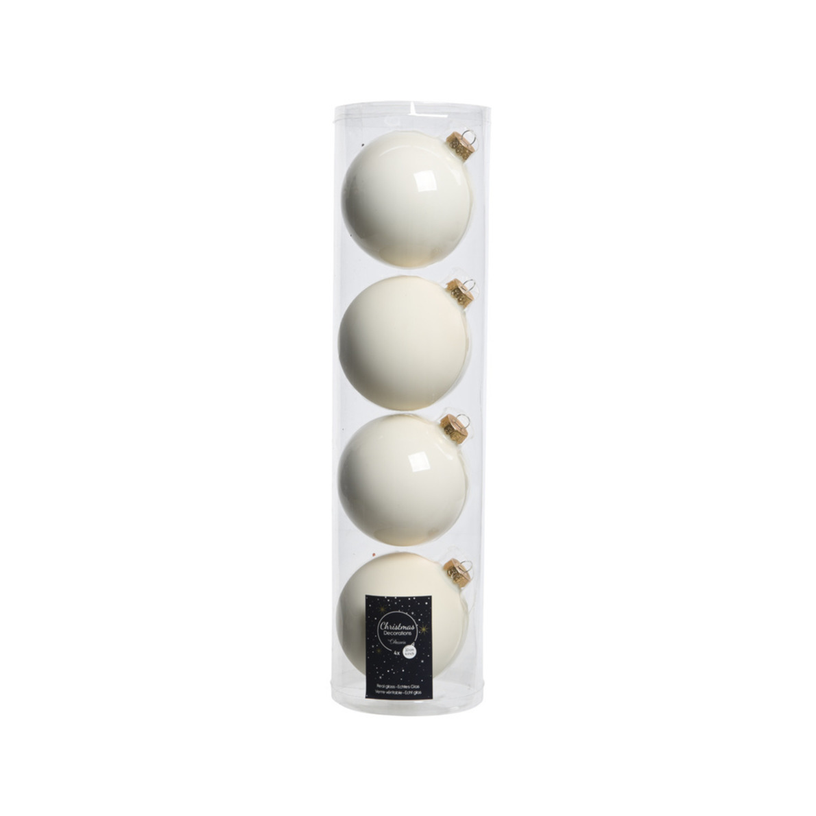 Decoris kerstballen - 4x st - wol wit - D10 cm - glas -