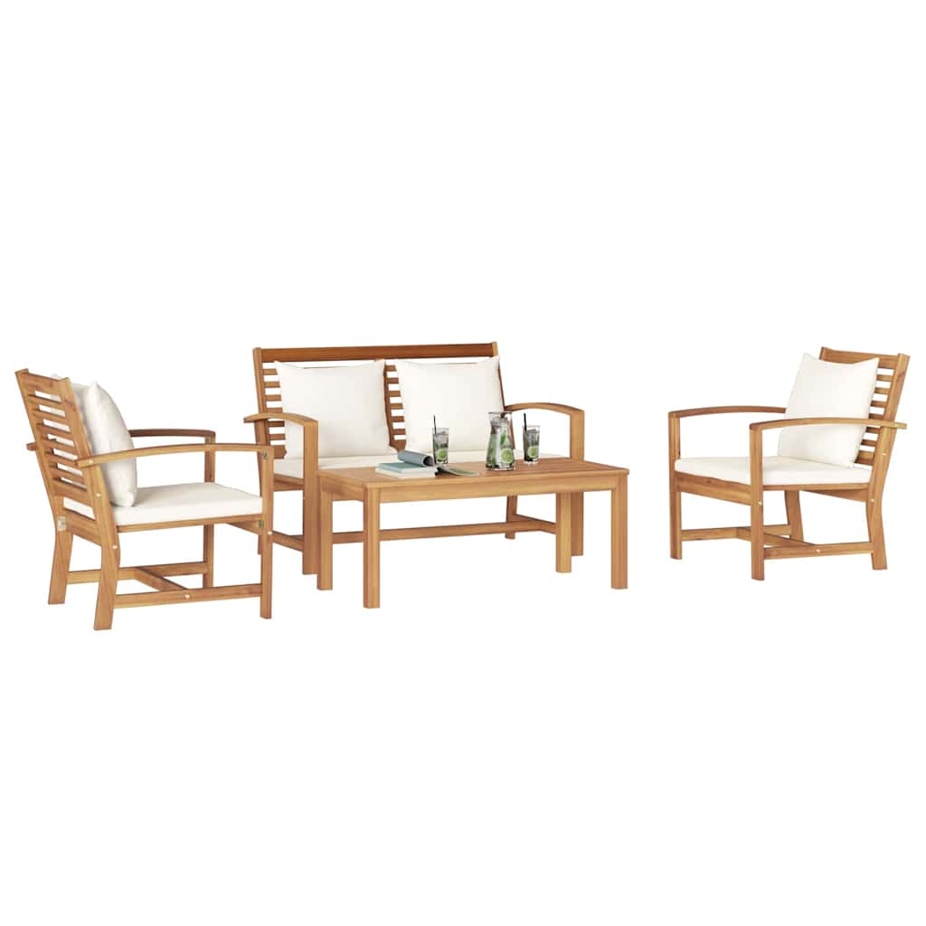 vidaXL Tuin Sofa Set 4 pcs Naturel Massief teakhout