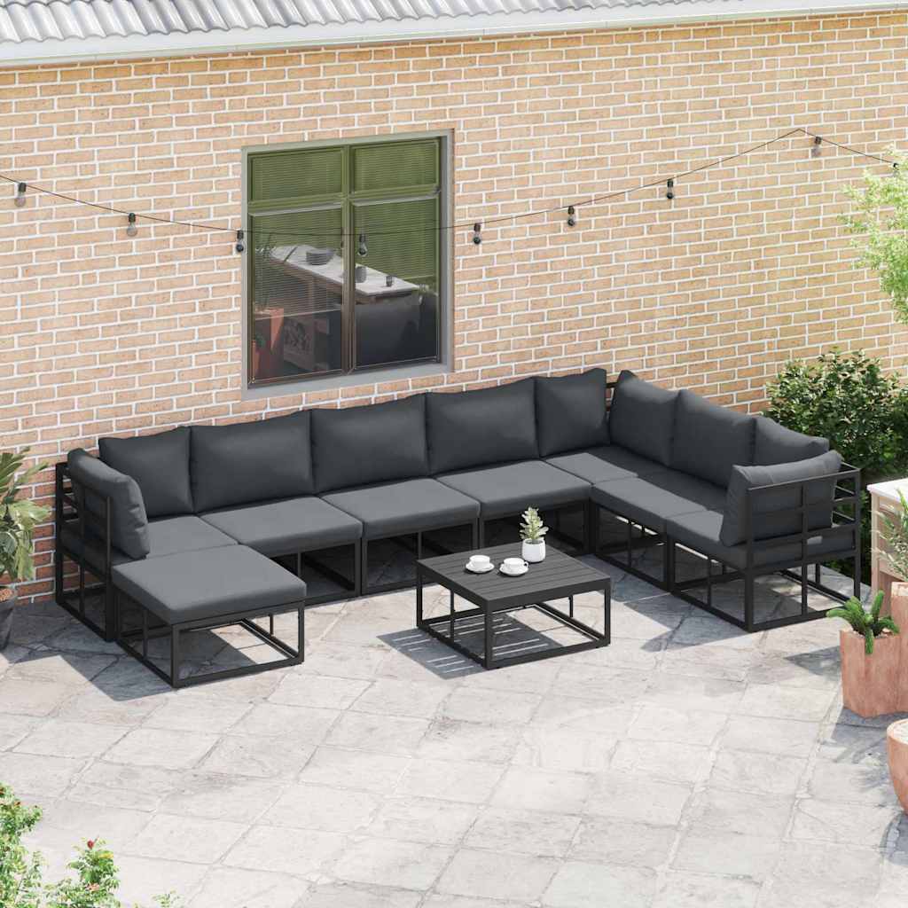 vidaXL Tuin Sofa Set met kussen 9 pcs Zwart Aluminium