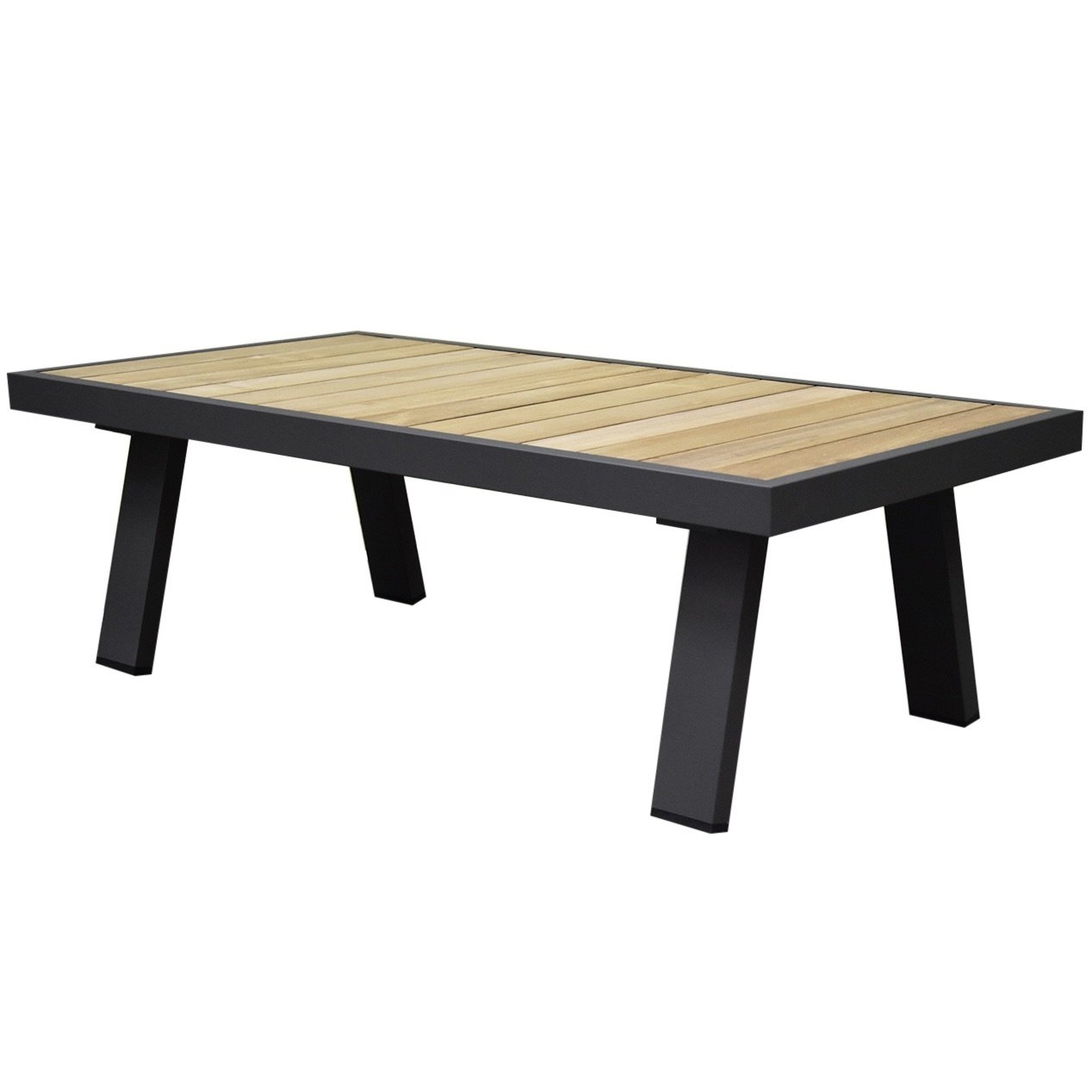 AVH-Collectie Lola lounge tuintafel 121x60xH39 cm aluminium antraciet  - teak