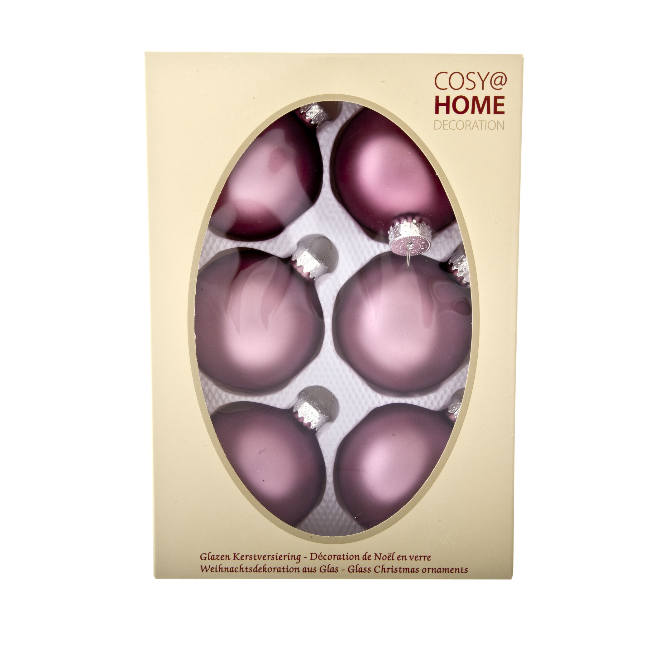 Cosy & Trendy Kerstballen - 6x stuks - roze - glas - dia 7 cm - kerstversiering -