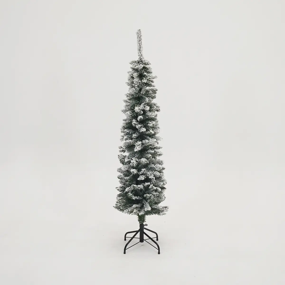 Everlands Kunstkerstboom Pencil Pine Snowy 150 cm Hoog Groen Wit Besneeuwd 