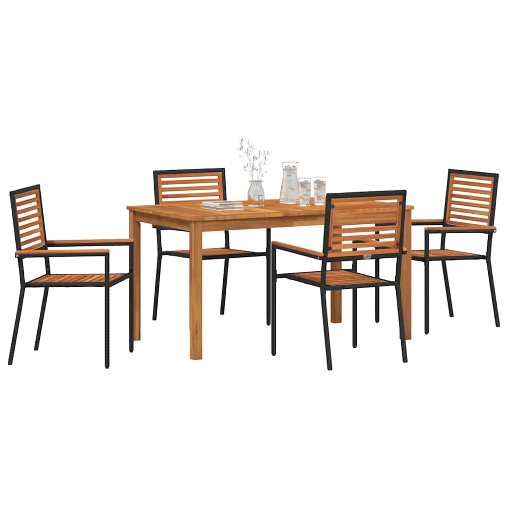 vidaXL Tuin Eetset 5 pcs Zwart Poly riet