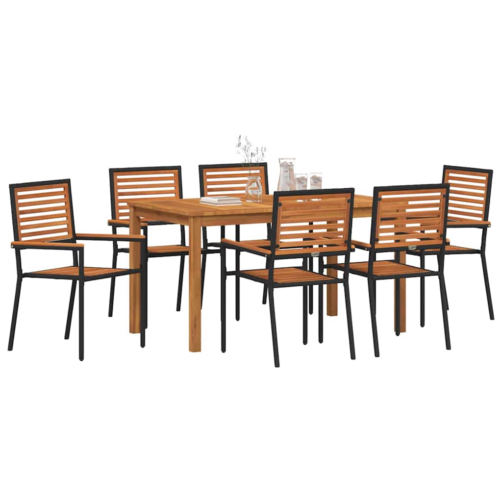 vidaXL Tuin Eetset 7 pcs Zwart Poly riet