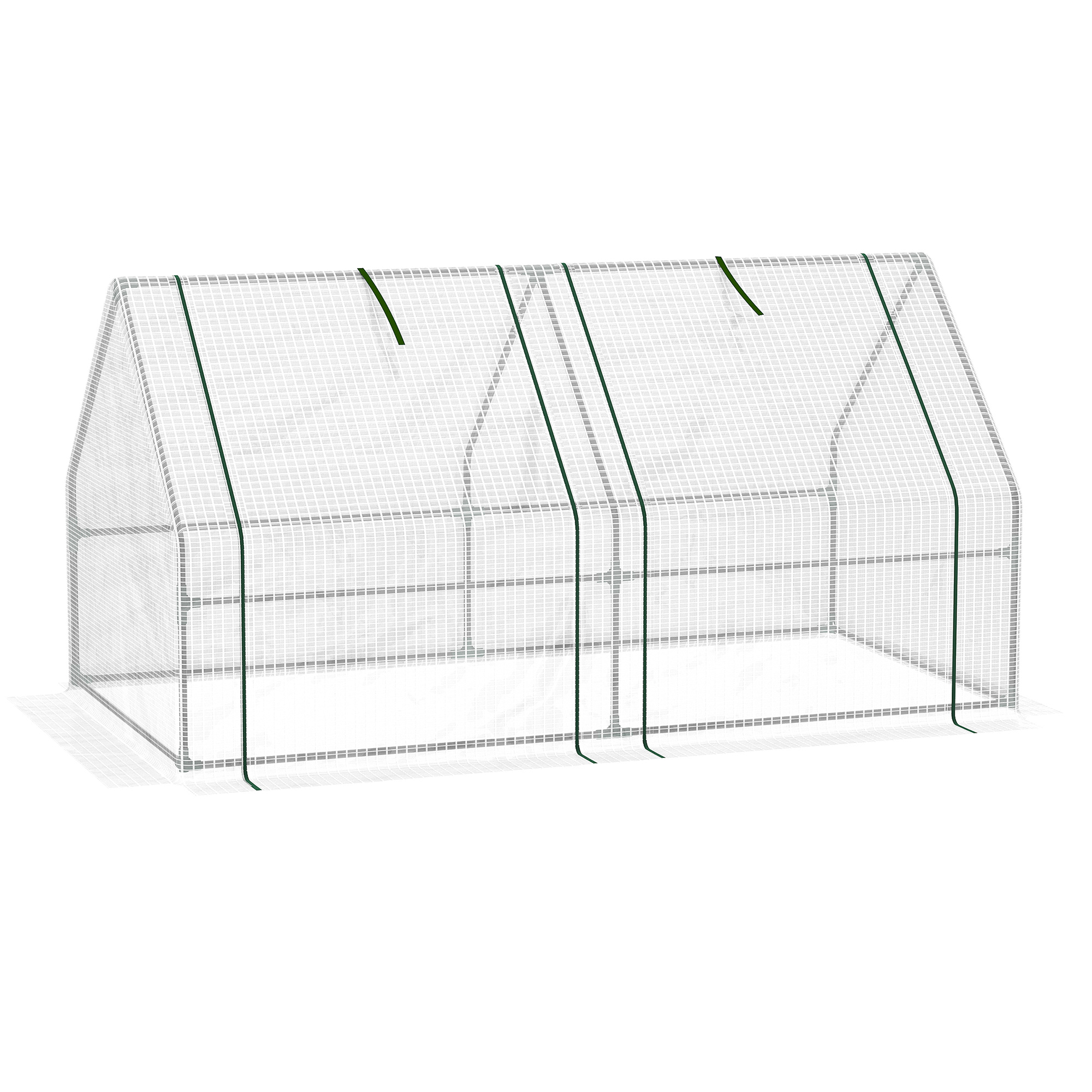 Outsunny Mini kas, 2 ritssluitingdeuren, 140 g/m² scheurbestendige UV-bestendig folie, stevig frame, 80 x 90 x 90 cm, wit | Aosom.nl