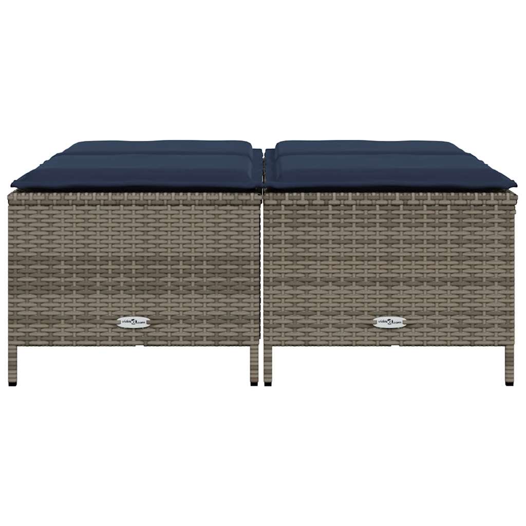 vidaXL Tuinstoelen met kussens 4 stuks grijs polyrotan