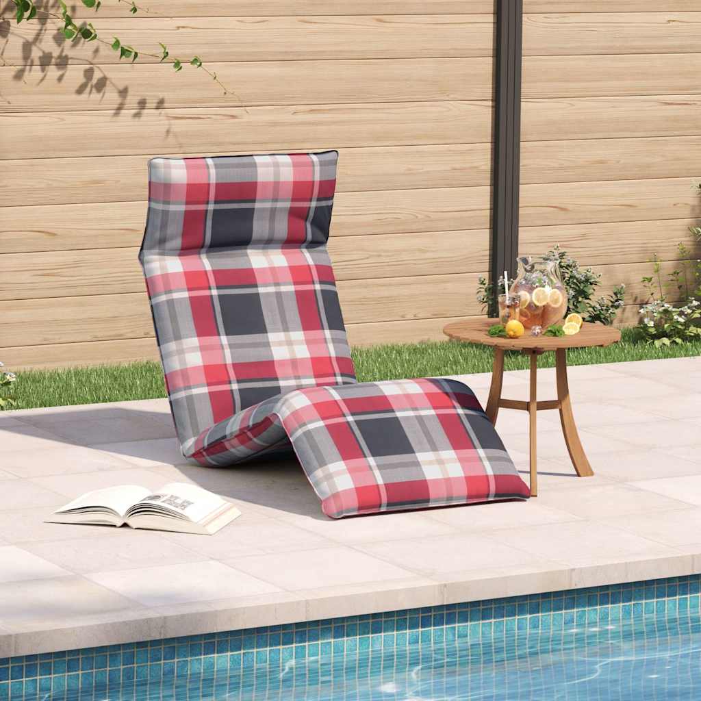 vidaXL Opvouwbare ligstoel Rood Geruit Patroon 175x54x8,5 cm Oxford Stof
