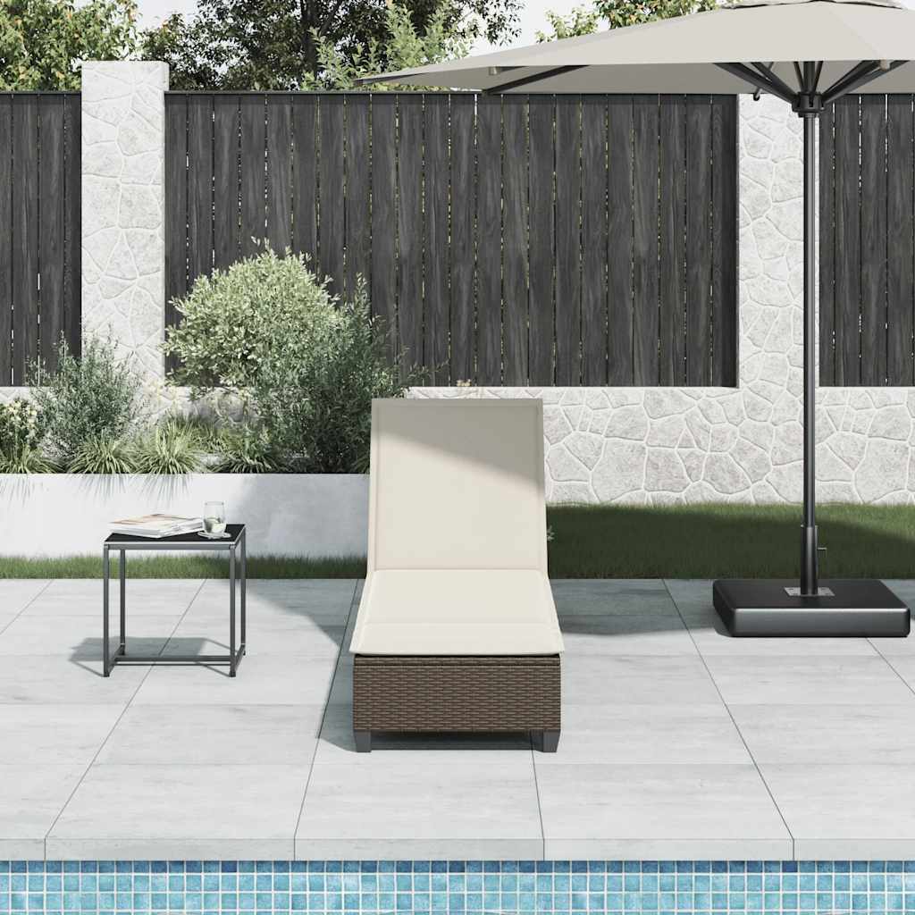 vidaXL Ligstoel met kussens bruin 55x200x25,5cm polyrotan