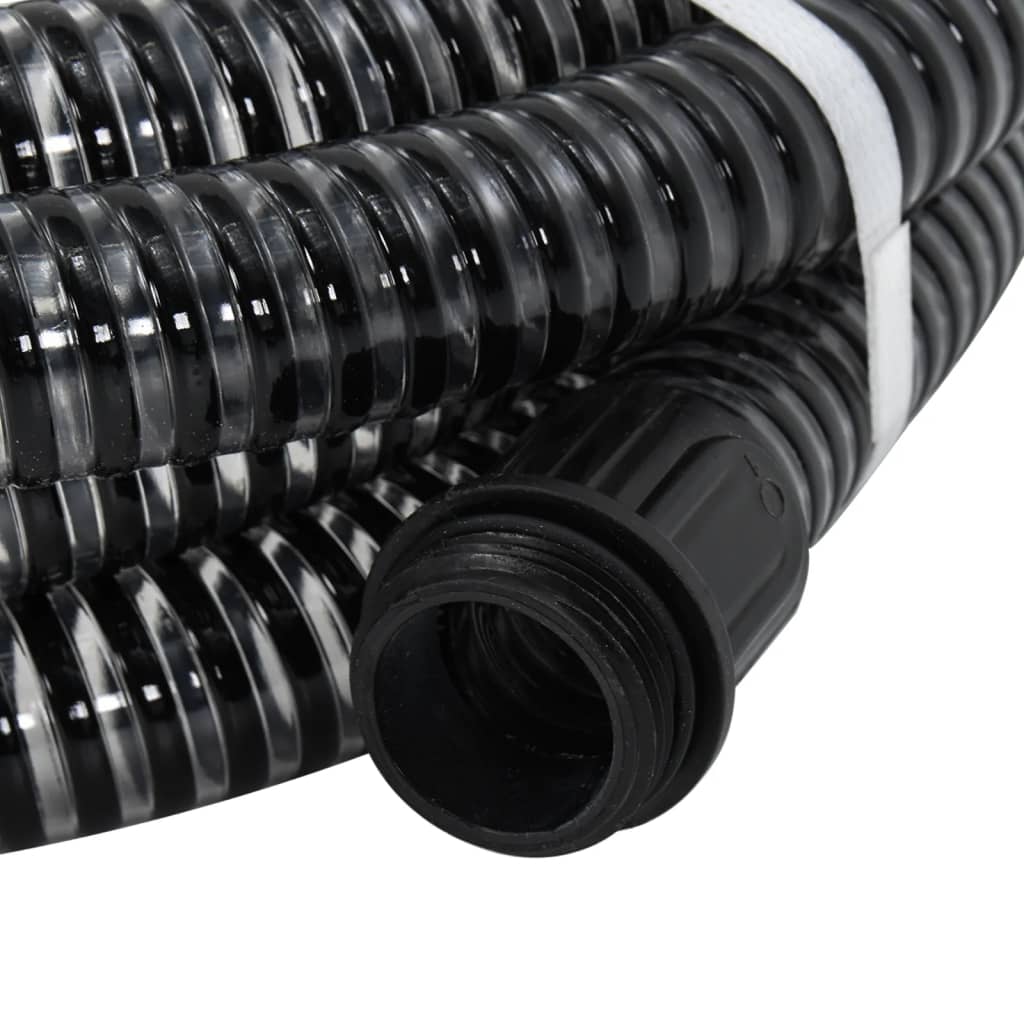 vidaXL Zuigslang met messing koppelingen 1,1'' 7 m PVC zwart