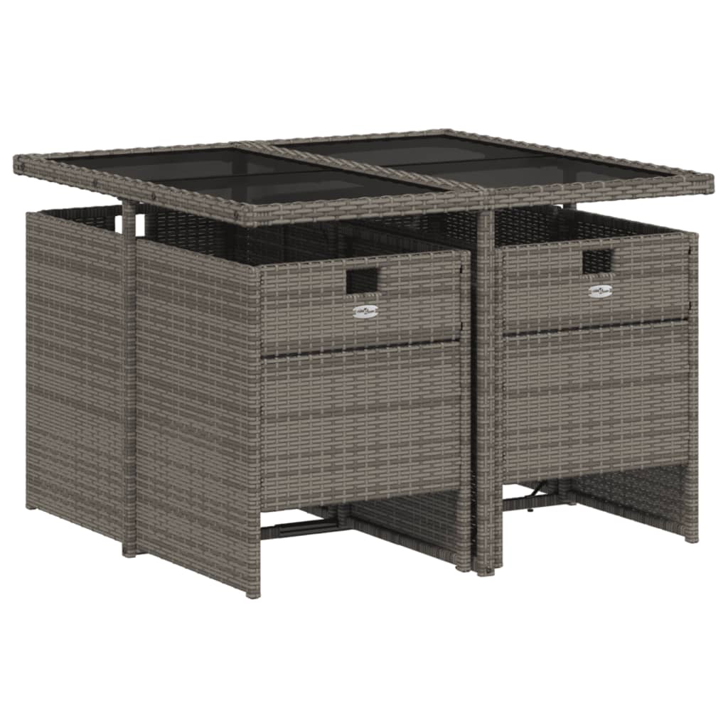 vidaXL 5-delige tuinset met kussens, grijs polyrotan