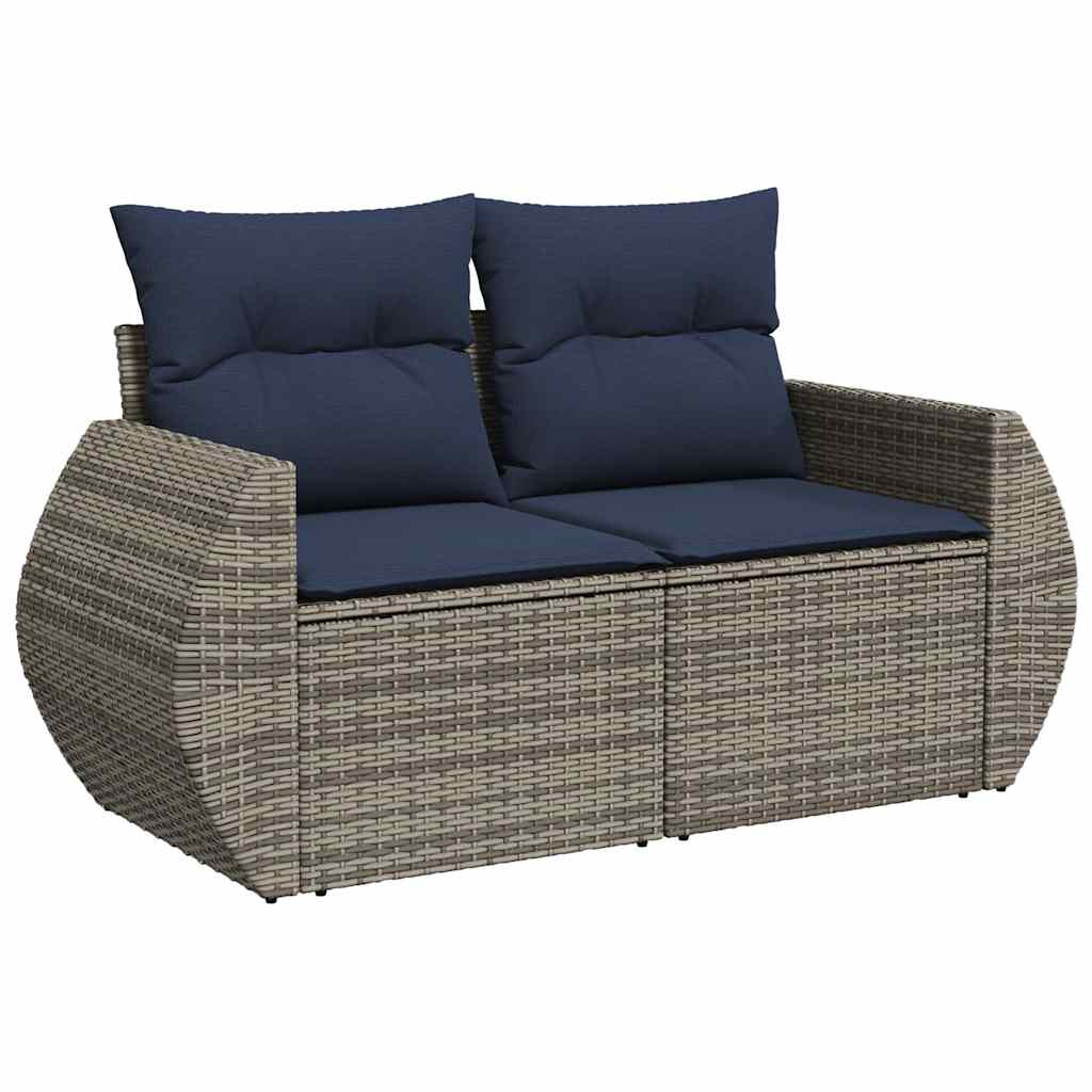 vidaXL 5-delige tuinbankset met kussens, grijs polyrotan