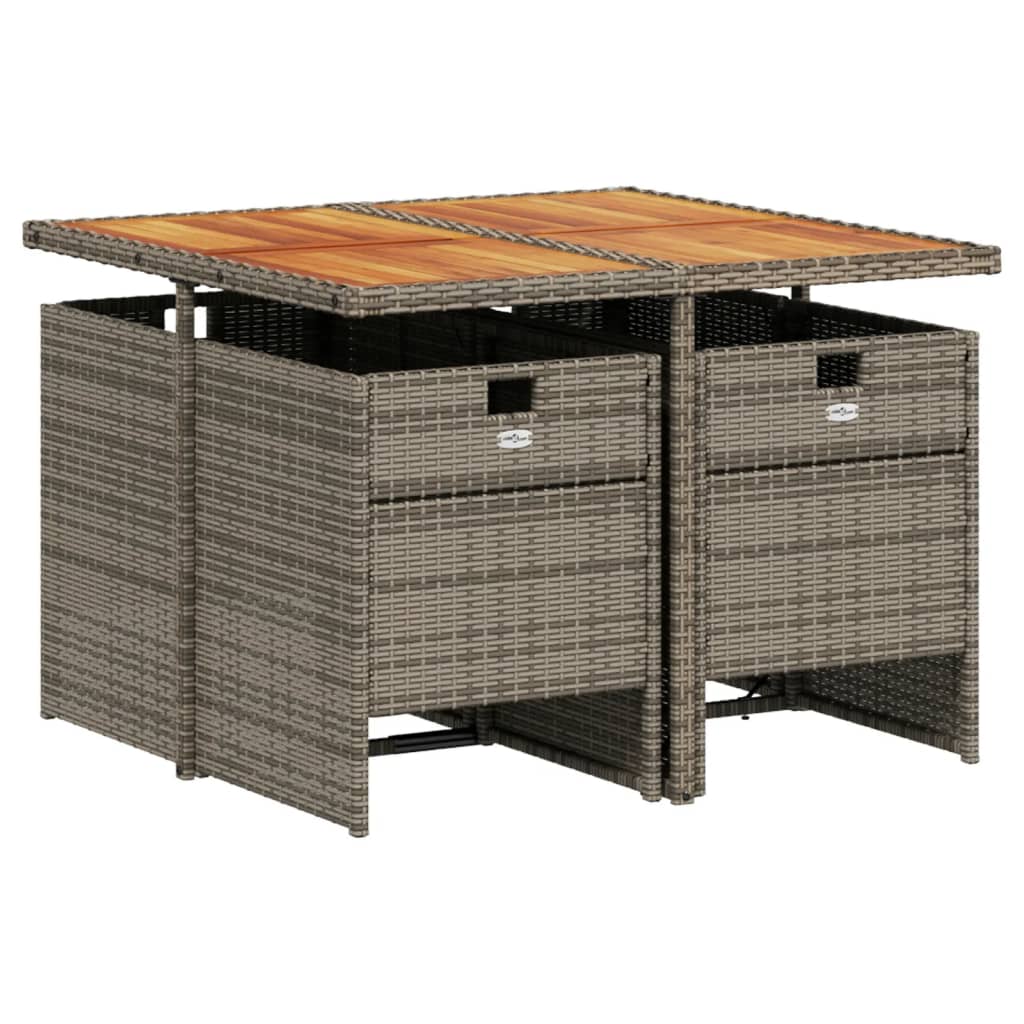 vidaXL 5-delige tuinset met kussens, grijs polyrotan