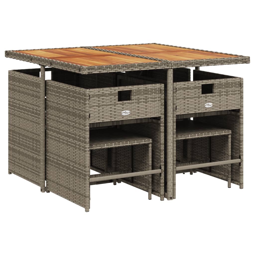 vidaXL 9-delige tuinset met kussens, grijs polyrotan