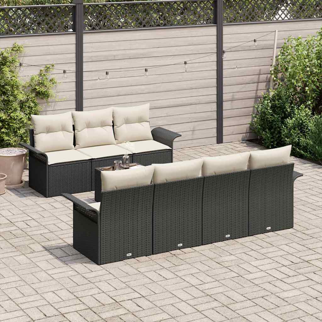 vidaXL Tuin Sofa Set met kussen 8 pcs Zwart en Crème 55 x 55 x 37 cm