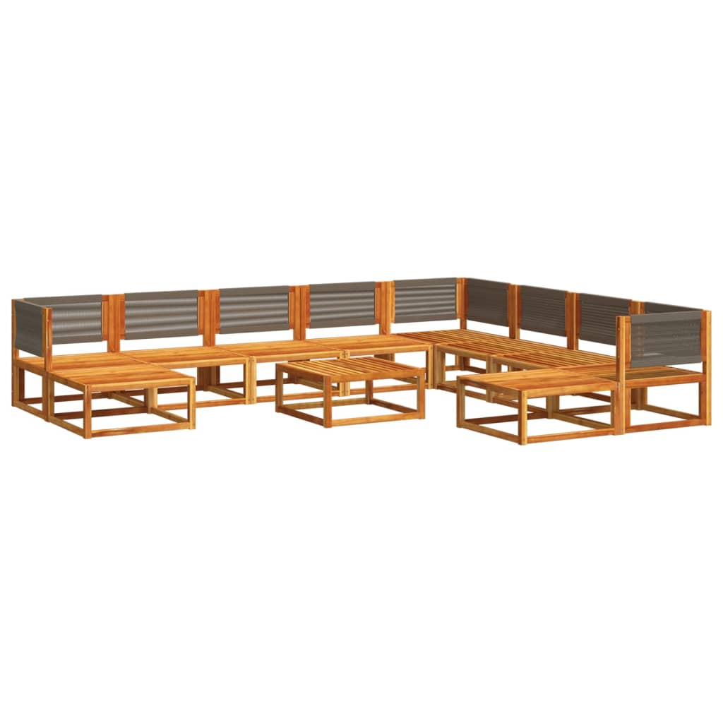 vidaXL 11-delige tuinbankset met kussens acaciahout & touw