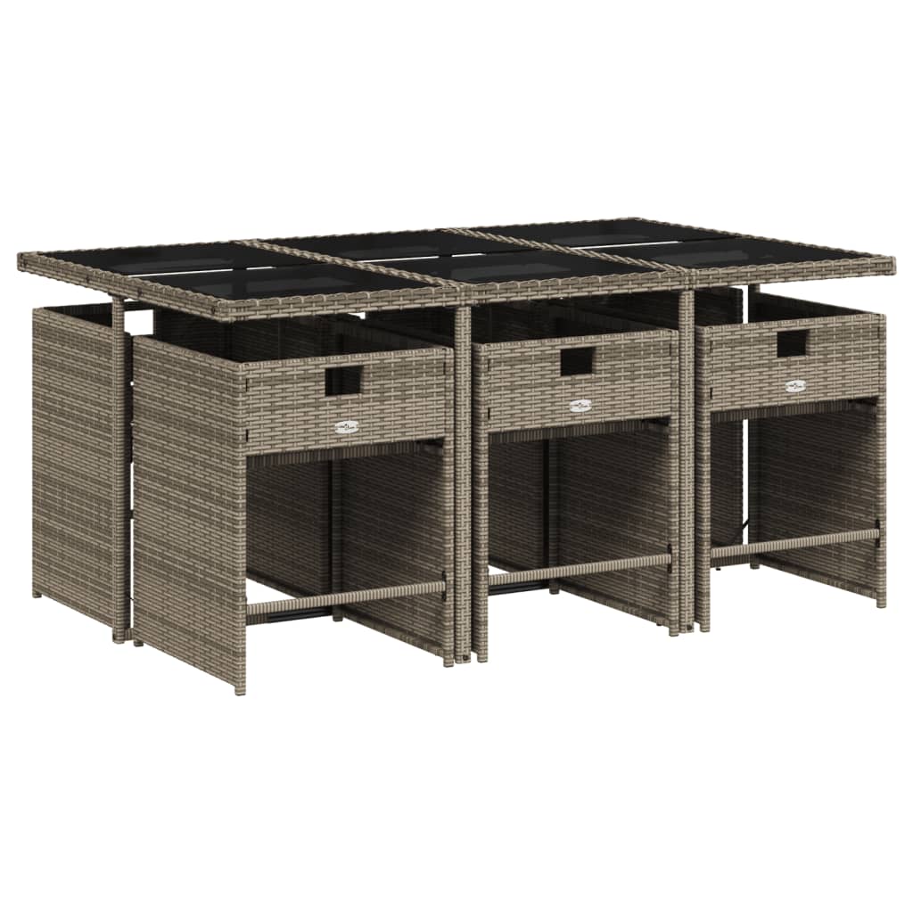 vidaXL 7-delige tuinset met kussens, grijs polyrotan