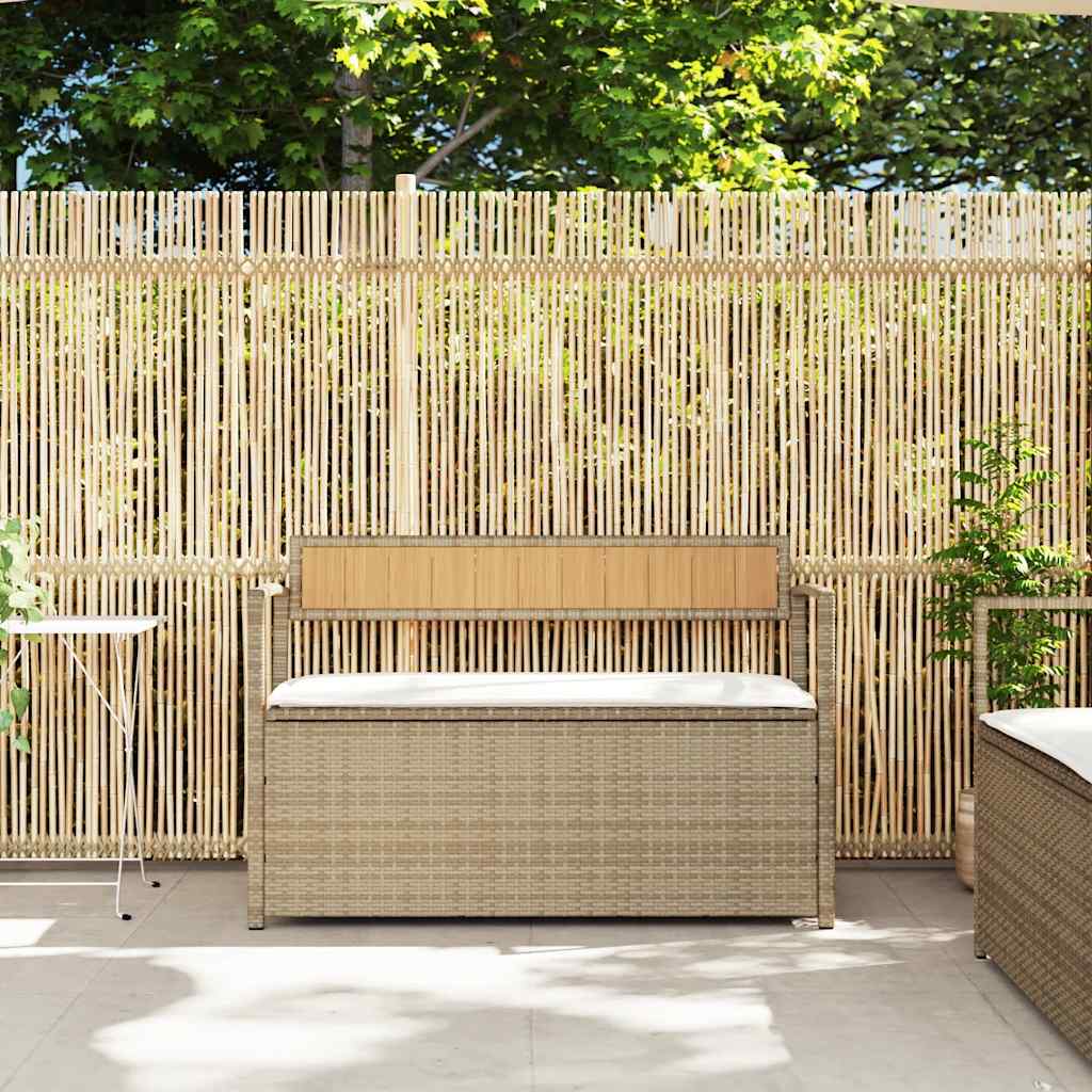 vidaXL Tuinbank met kussen beige polyrotan