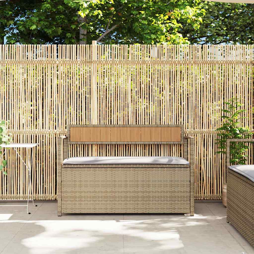 vidaXL Tuinbank met kussen beige polyrotan
