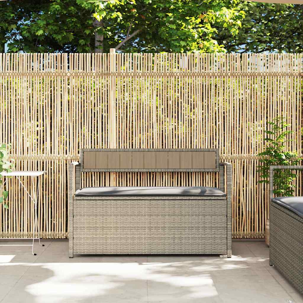 vidaXL Tuinbank met kussen, lichtgrijs polyrotan