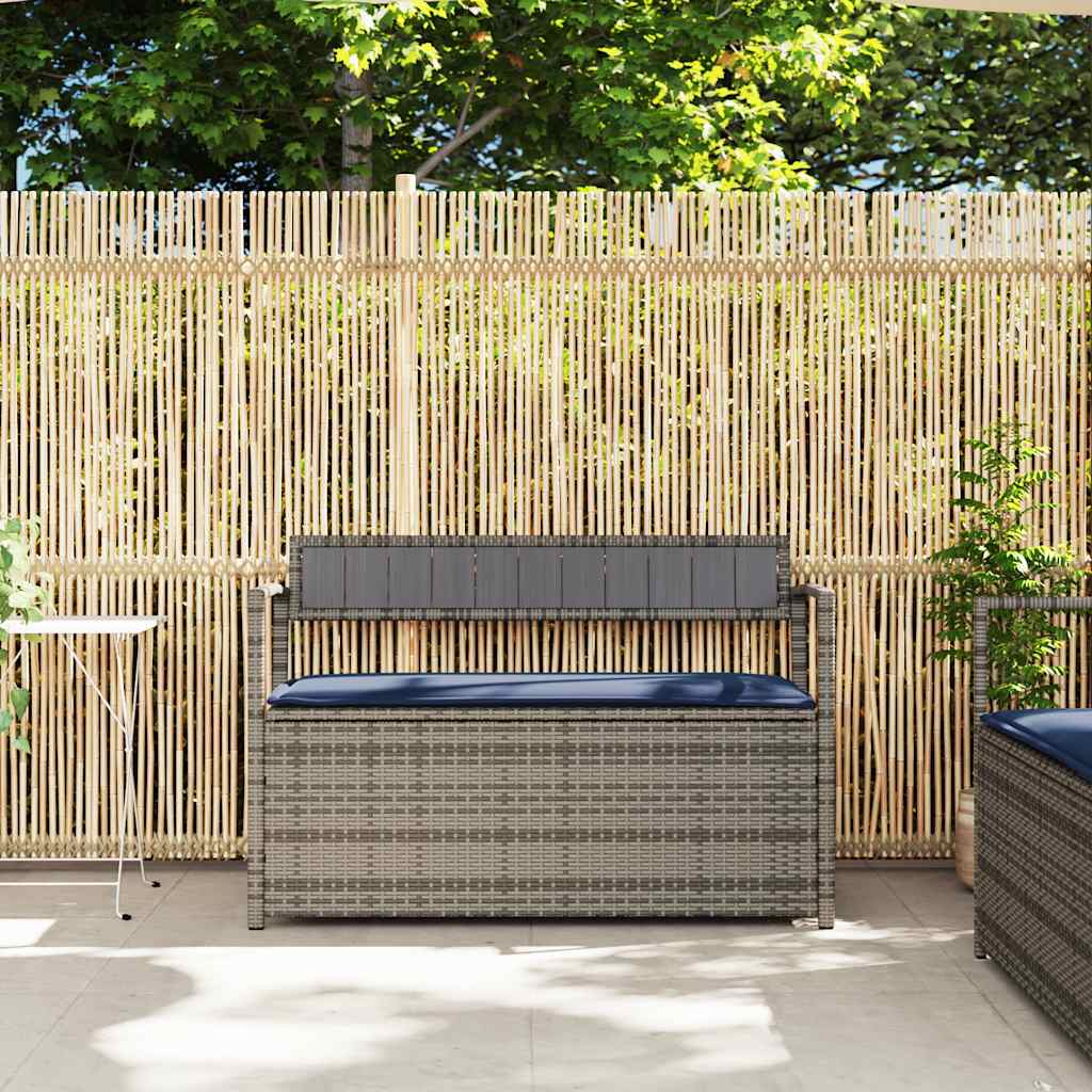 vidaXL Tuinbank met kussen, grijs polyrotan