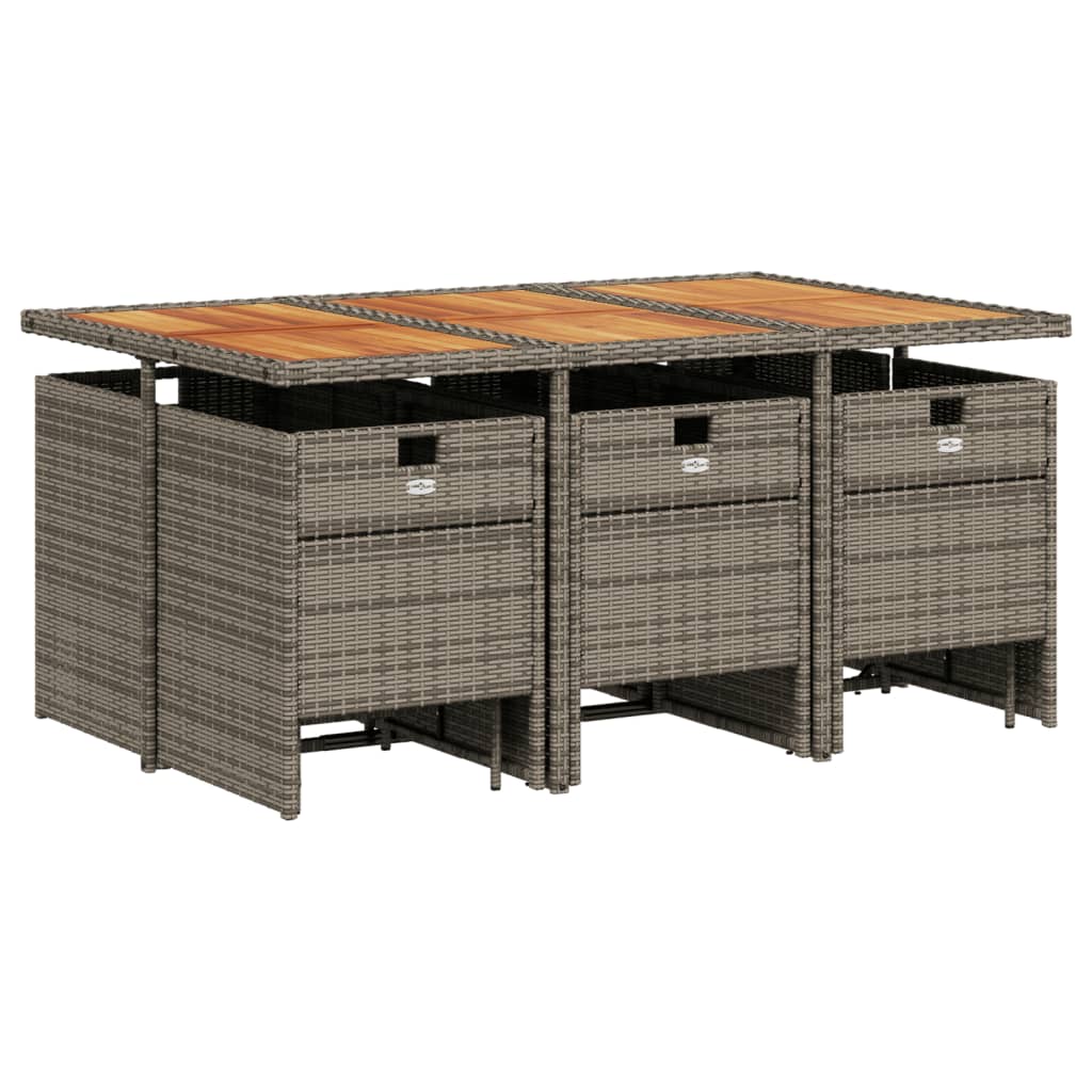 vidaXL 11-delige tuinset met kussens, grijs polyrotan