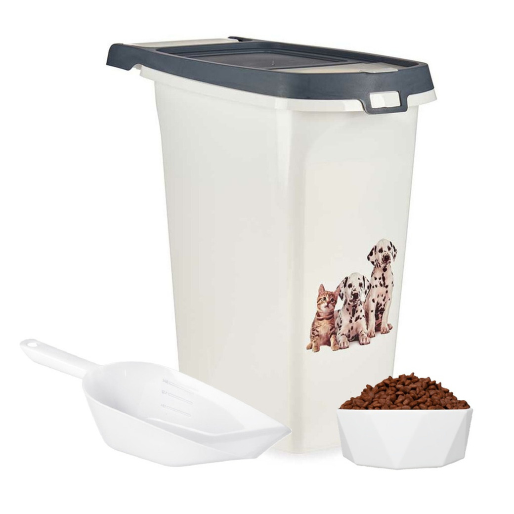 Merkloos Dierenvoeding doseer schep - kunststof - 1400 ml - x 15 cm - opstaande rand -