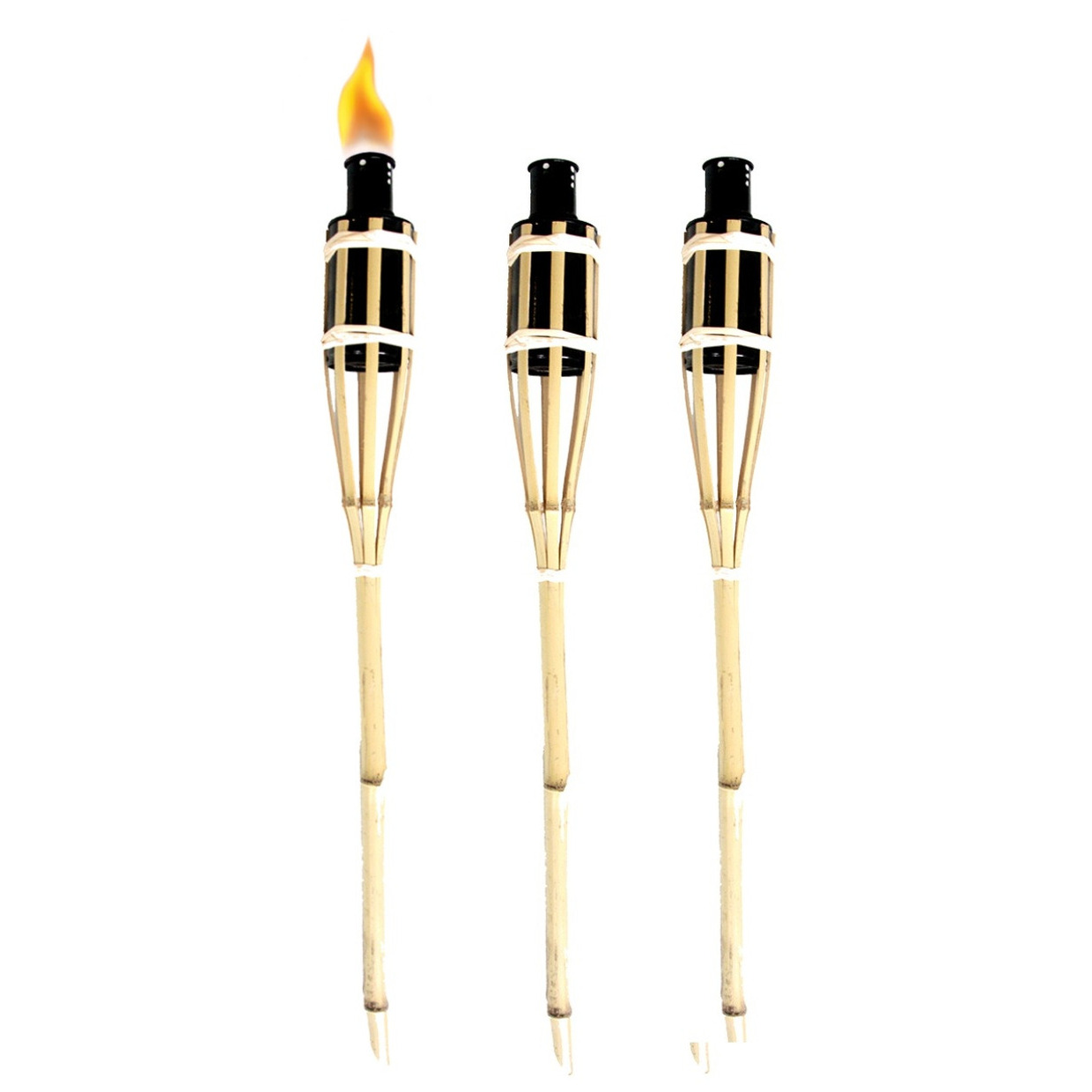 Esschert Design Tuinfakkel - 3x - bamboe - navulbaar - 60 cm - sfeer verlichting -