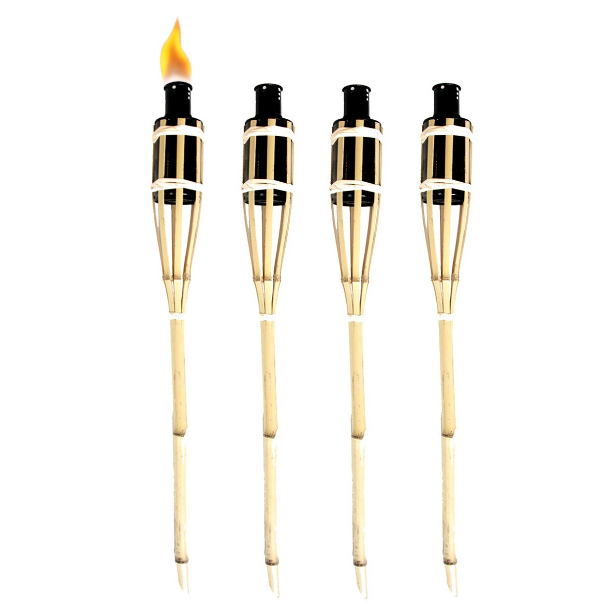Esschert Design Tuinfakkel - 4x - bamboe - navulbaar - 60 cm - sfeer verlichting -