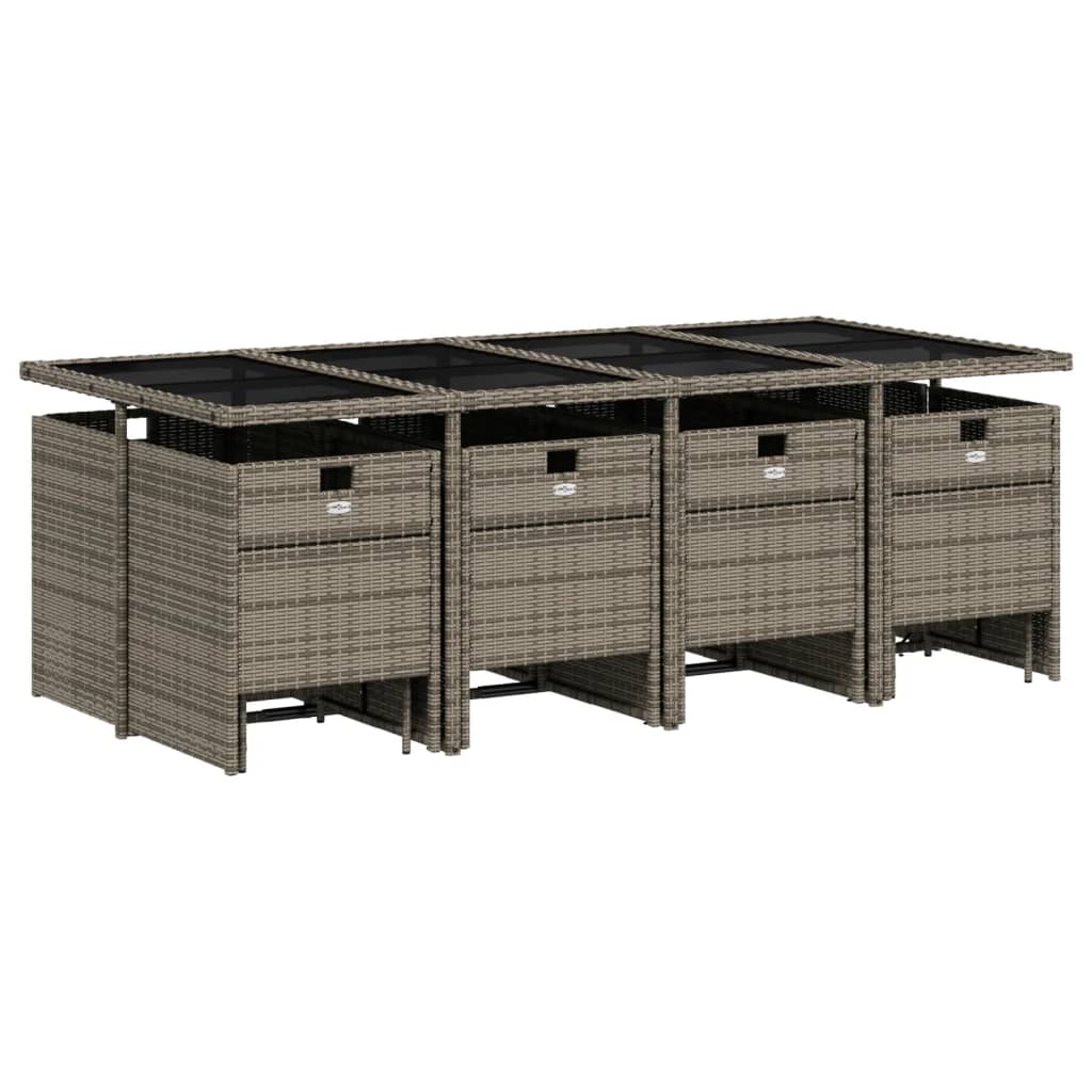 vidaXL 13-delige tuinset met kussens, grijs polyrotan
