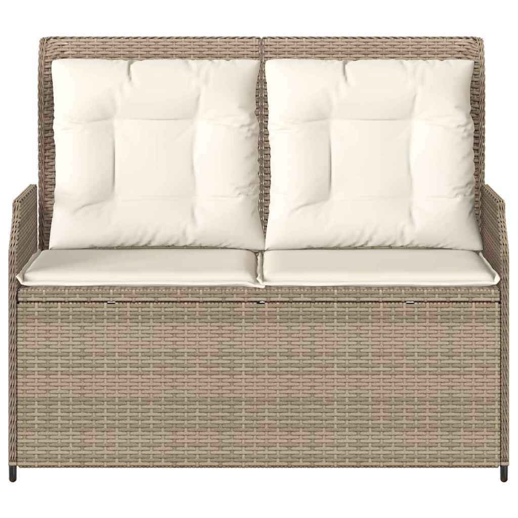 vidaXL Tuinbank met kussen Beige Poly riet