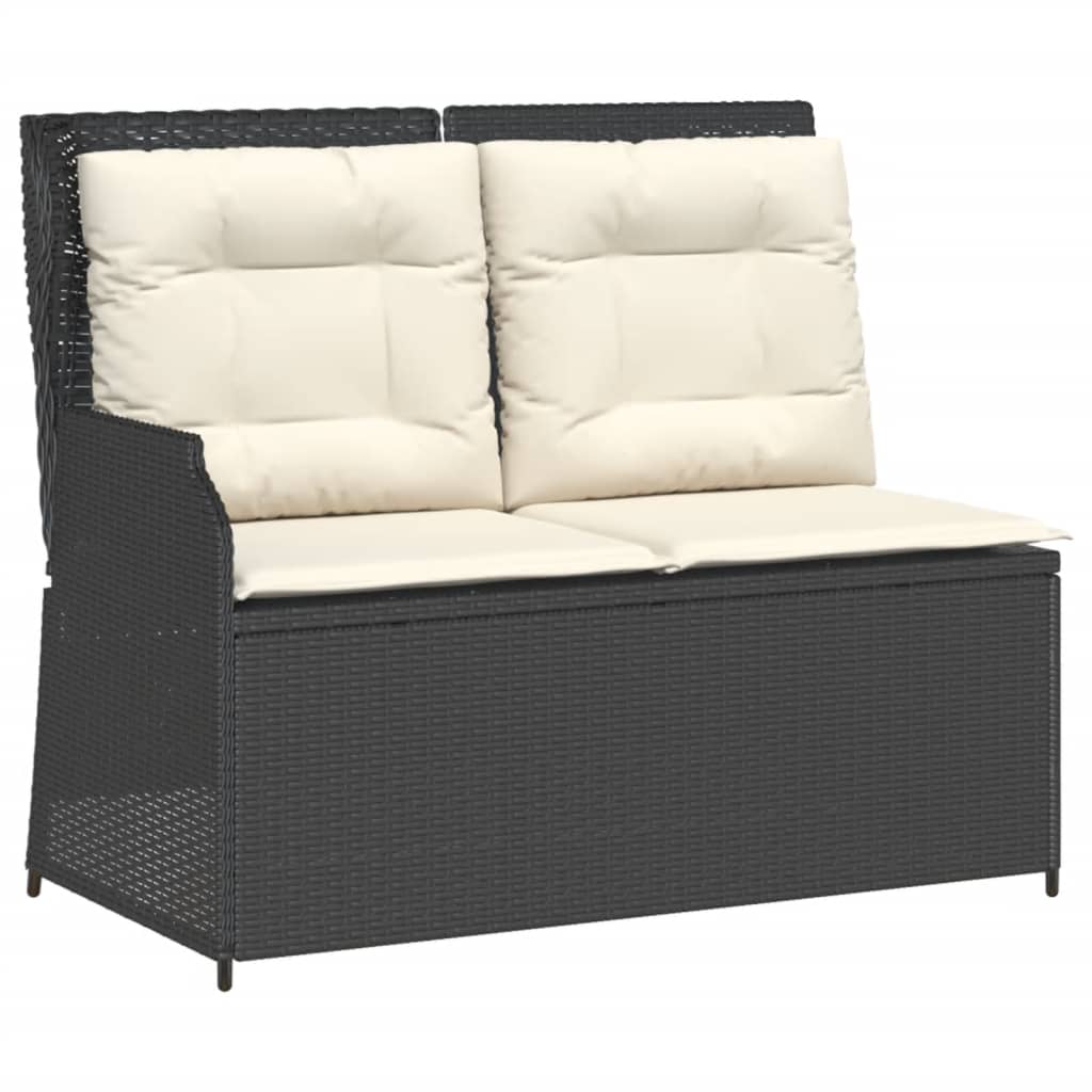 vidaXL 7-delige Loungeset met kussens poly rattan zwart