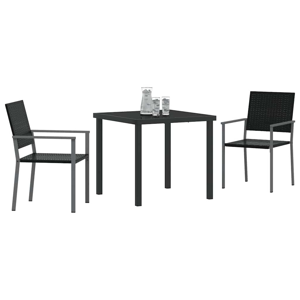 vidaXL Tuin Eetset 3 pcs Zwart Poly riet