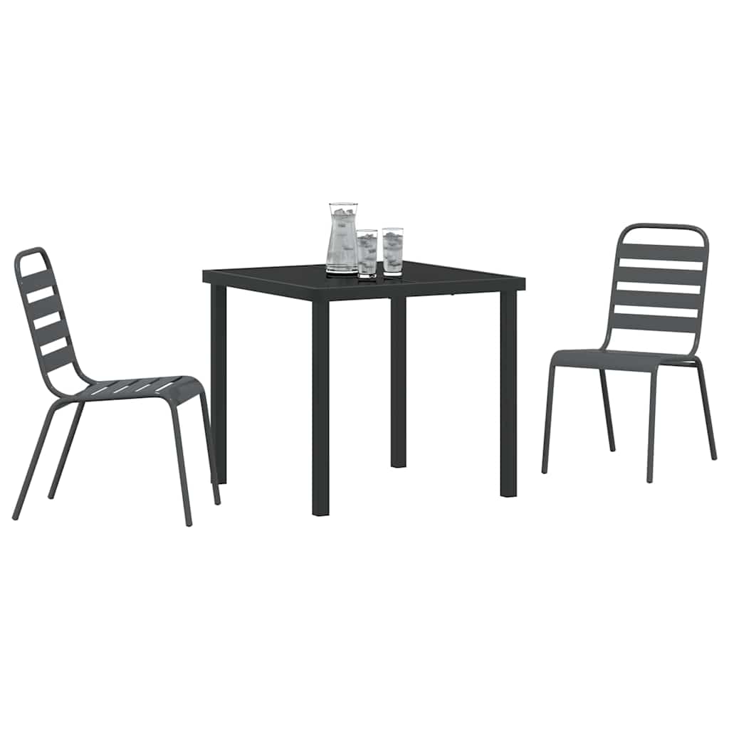 vidaXL Tuin Eetset 3 pcs Donkergrijs Staal