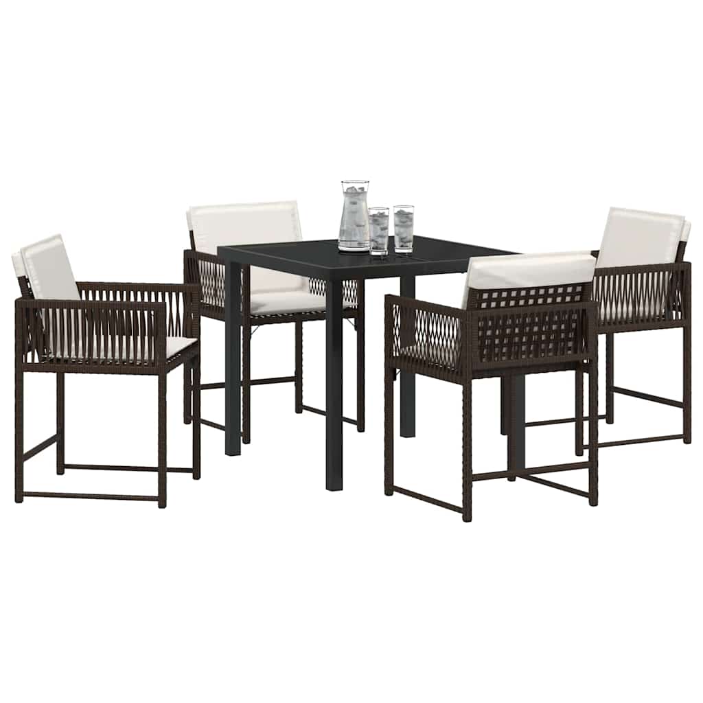 vidaXL Tuin Eetset 5 pcs Bruin poly rattan